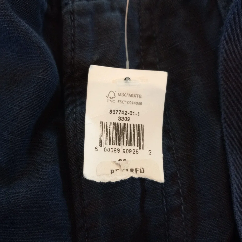Banana Republic Mens Navy Blue Cotton Linen Relaxed Fit Utility Drawstring Pants